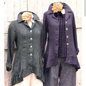 Cut loose 100% Linen Coat Dress Duster USA!